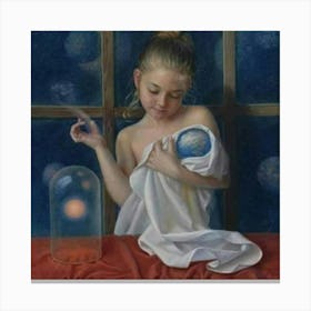 Girl With A Globe 1 Canvas Print