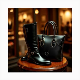 Black Boots And Handbag 4 Canvas Print