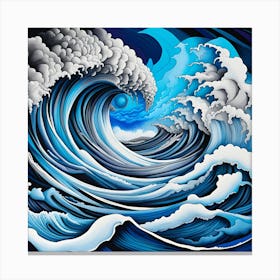 Great Wave Japanese Monochromatic Canvas Print
