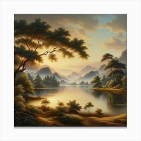 Sunset By The Lake Canvas Print