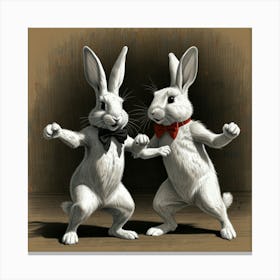 Rabbits Dancing 2 Canvas Print