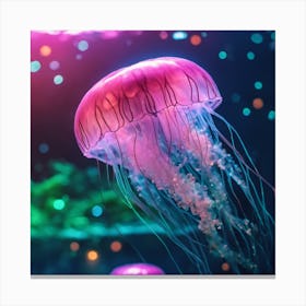 Neon Jellyfish Canvas Print