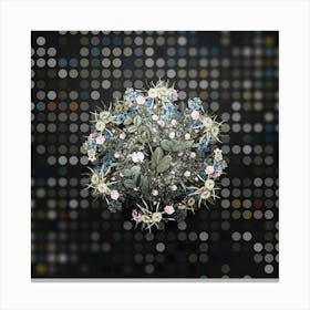 Vintage White Pea Flower Wreath on Dot Bokeh Pattern n.0626 Canvas Print