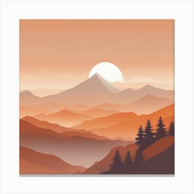 Misty mountains background in orange tone 81 Canvas Print