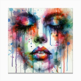 Watercolor Of A Woman'S Face 13 Canvas Print