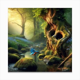 Kingfisher In The Forest 6 Canvas Print