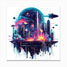 Futuristic City.Generated AI. Wall Art Print 13 Canvas Print