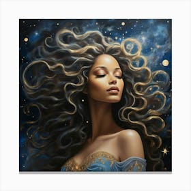 Starry Night girl paintings art print Canvas Print