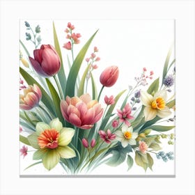 Tulips and Daffodils Canvas Print