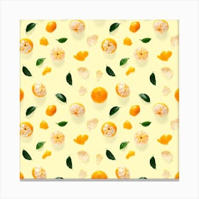 Oranges On Yellow Background Canvas Print