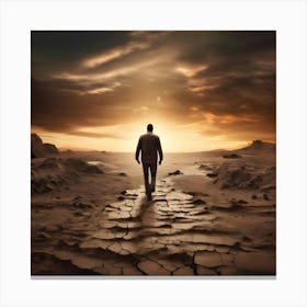 Man Walking In The Desert Canvas Print