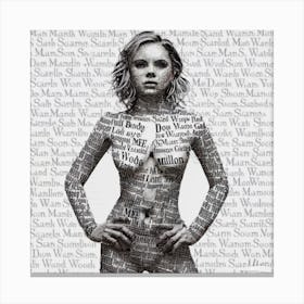 Woman With Words On Her Body Canvas Print
