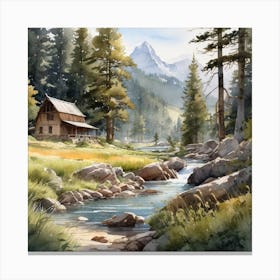 Cabin In The Mountains 1 Canvas Print