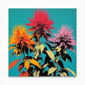 Andy Warhol Style Pop Art Flowers Bee Balm 1 Square Canvas Print