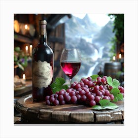 Wine And Grapes Canvas Print