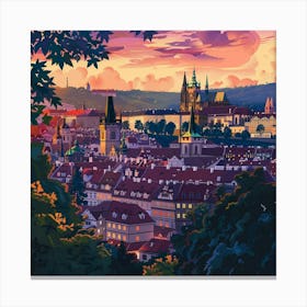 A Prague Castle In Prague Lofi Illustration 1720028299 3 Canvas Print