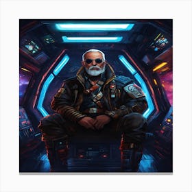 Digital Art Of An Old Cyberpunk Pirate Captain In Canvas Print