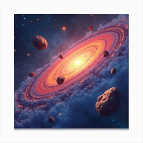 A Watercolor Vibrant Asteroid Belt With Glowing Space Dust And Bright Stars 1 Canvas Print