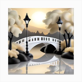 Bridge In The Park Landscape 1 Canvas Print