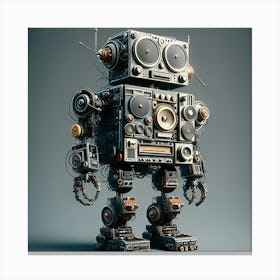 A Robot Made Of Analog Stereo Equipment, Digital Art 2 Canvas Print