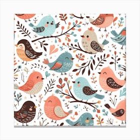 Cute Birds Seamless Pattern 3 Canvas Print