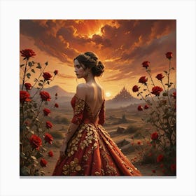 Girl In A Red Dress Canvas Print