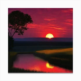 Sunset Over A River 5 Canvas Print