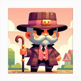 Game Art Man With A Cane Canvas Print