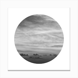 Monochrome Moody Clouds Square Canvas Print
