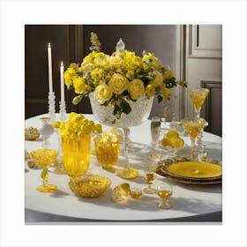 Glassware Set Up On Top Of A White Table Mixed Wit (24) Canvas Print