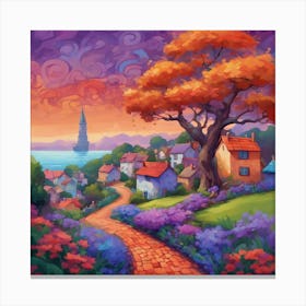 Dreamscape Pathway A Vibrant Landscape Inspired By Van Gogh (8) Canvas Print