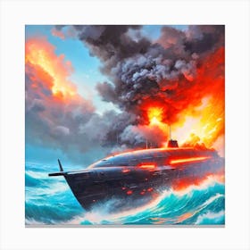 Battleship In The Ocean 2 Canvas Print