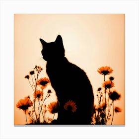 Silhouette Of Cat Canvas Print