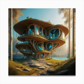 Huge colorful futuristic house design with vibrant details 6 Canvas Print