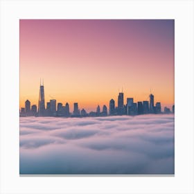 Foggy Sunrise Over Chicago Skyline Canvas Print