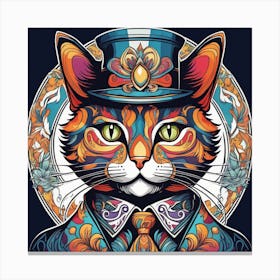 Elegant Cat with a Top Hat Canvas Print