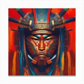 Style A Fusion Of A Samurai Warrior And Aztec Warrior Canvas Print