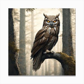 Owl In The Forest 140 Canvas Print