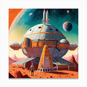 Elon Musks New Space Habitation On Mars Canvas Print
