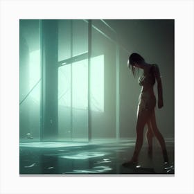 Girl In A Dark Room Canvas Print