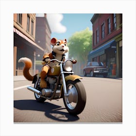 Chipmunk On A Motorcycle 3 Canvas Print