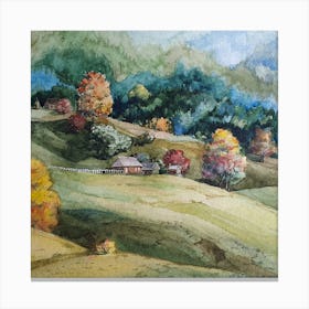 On A Mountain Slope Square Canvas Print