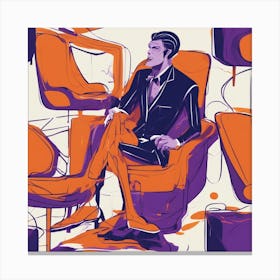Drew Illustration Of Scream Man On Chair In Bright Colors, Vector Ilustracije, In The Style Of Dark (2) Canvas Print