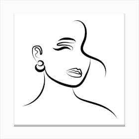 Abstract Face Of A Woman With Earring Canvas Print