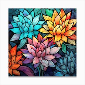 Stained Glass Flowers 2 Canvas Print