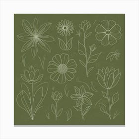 Doodles Of Flowers Canvas Print