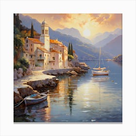 Monet's Glow: Enchanting Italian Coastal Impression Canvas Print