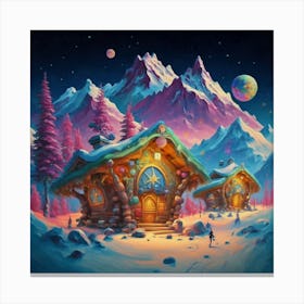 Mountain village snow wooden 6 25 Canvas Print