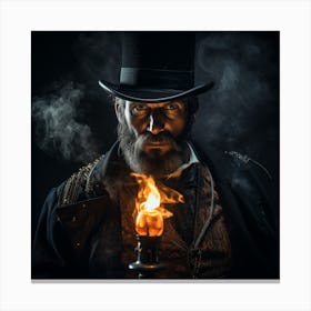 Man Holding A Candle Canvas Print