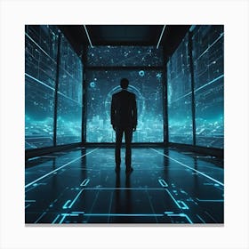 Futuristic Man In Futuristic Space Canvas Print